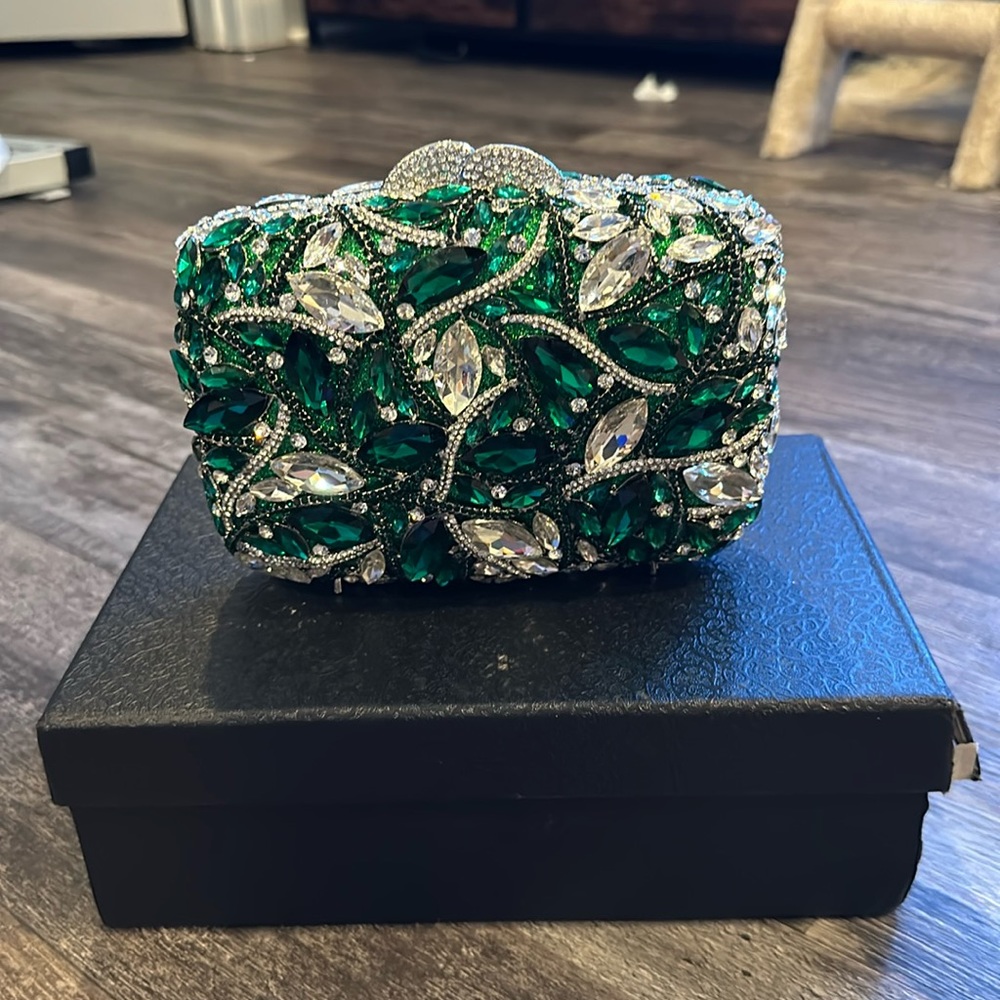 Little luxury green and diamond color clutch